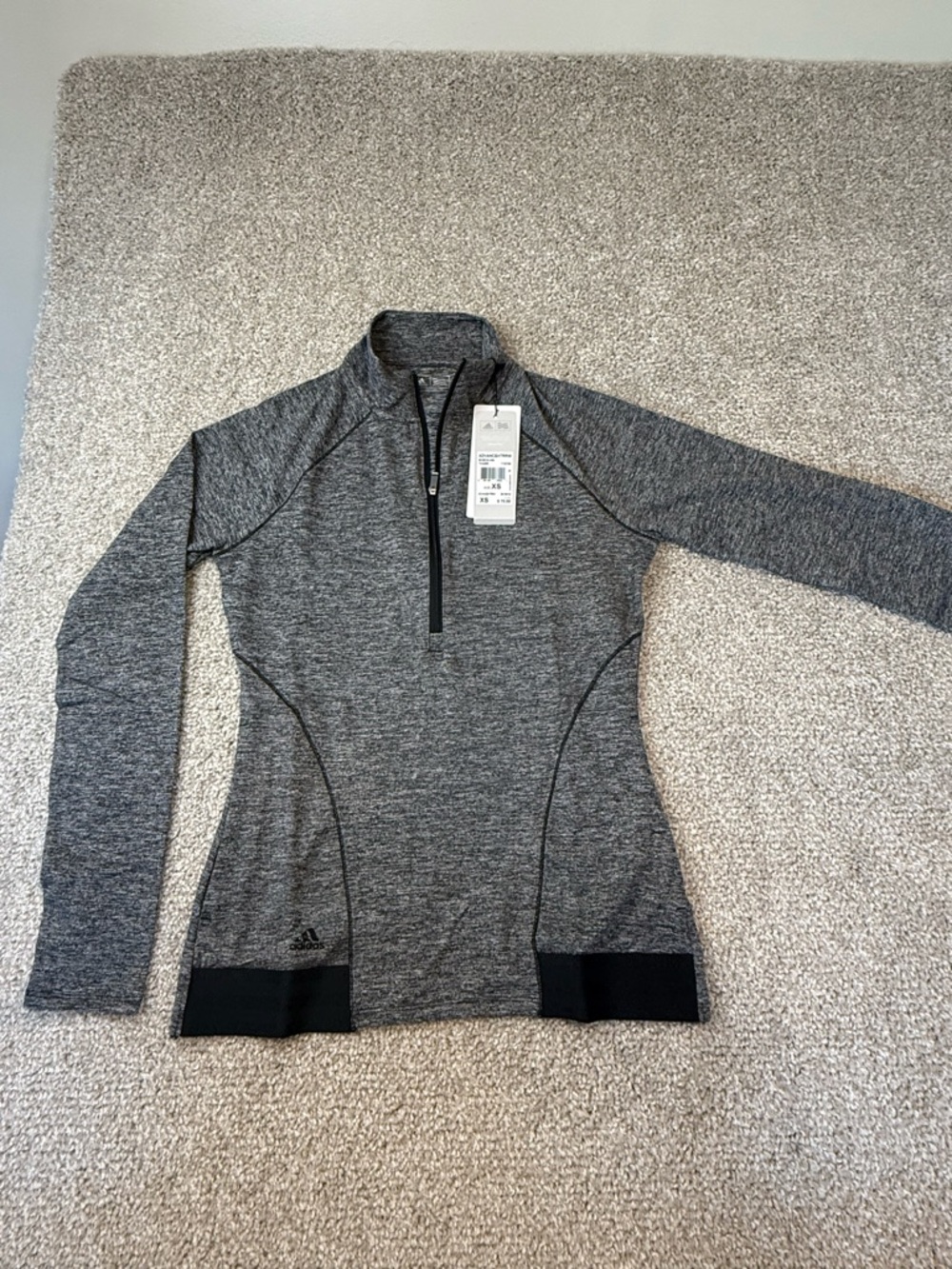adidas Gray Heathered Quarter-Zip Performance Top